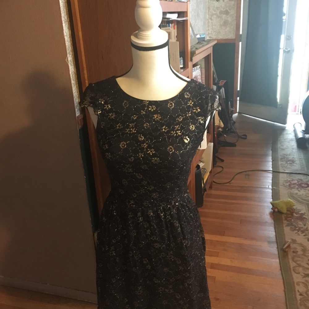Black with Shimmering gold dress
